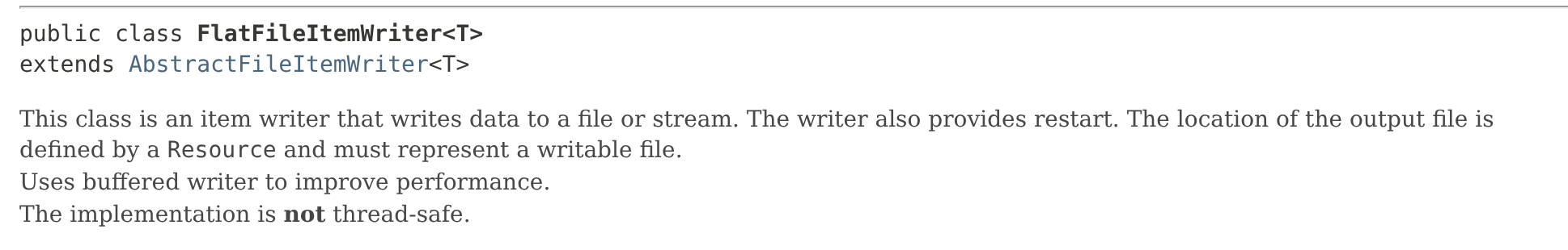 FlatFileItemWriter의 Spring Batch 5.2.6 Javadoc